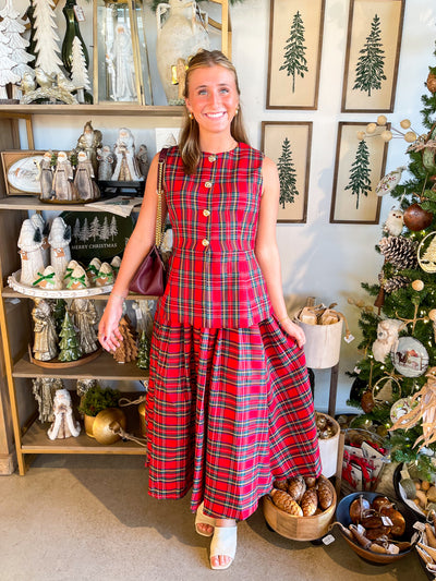 Entro Red Plaid Skirt