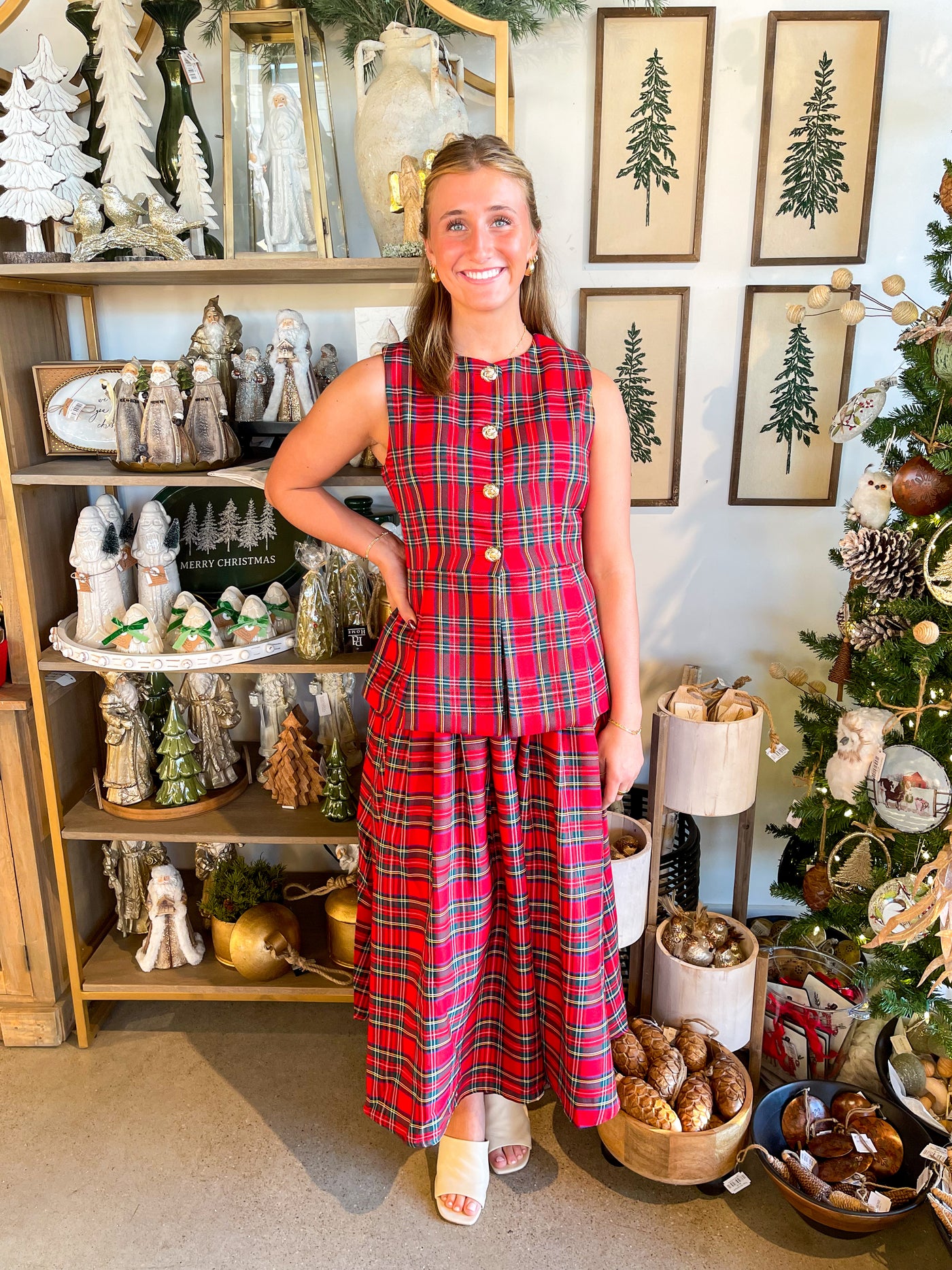 Entro Red Plaid Skirt