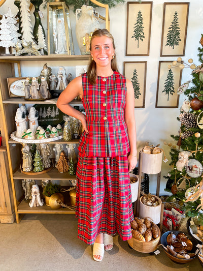 Entro Red Plaid Skirt