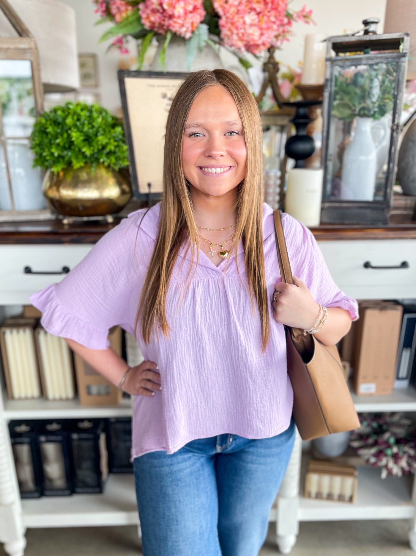 Lilac Gauze Pierce Top