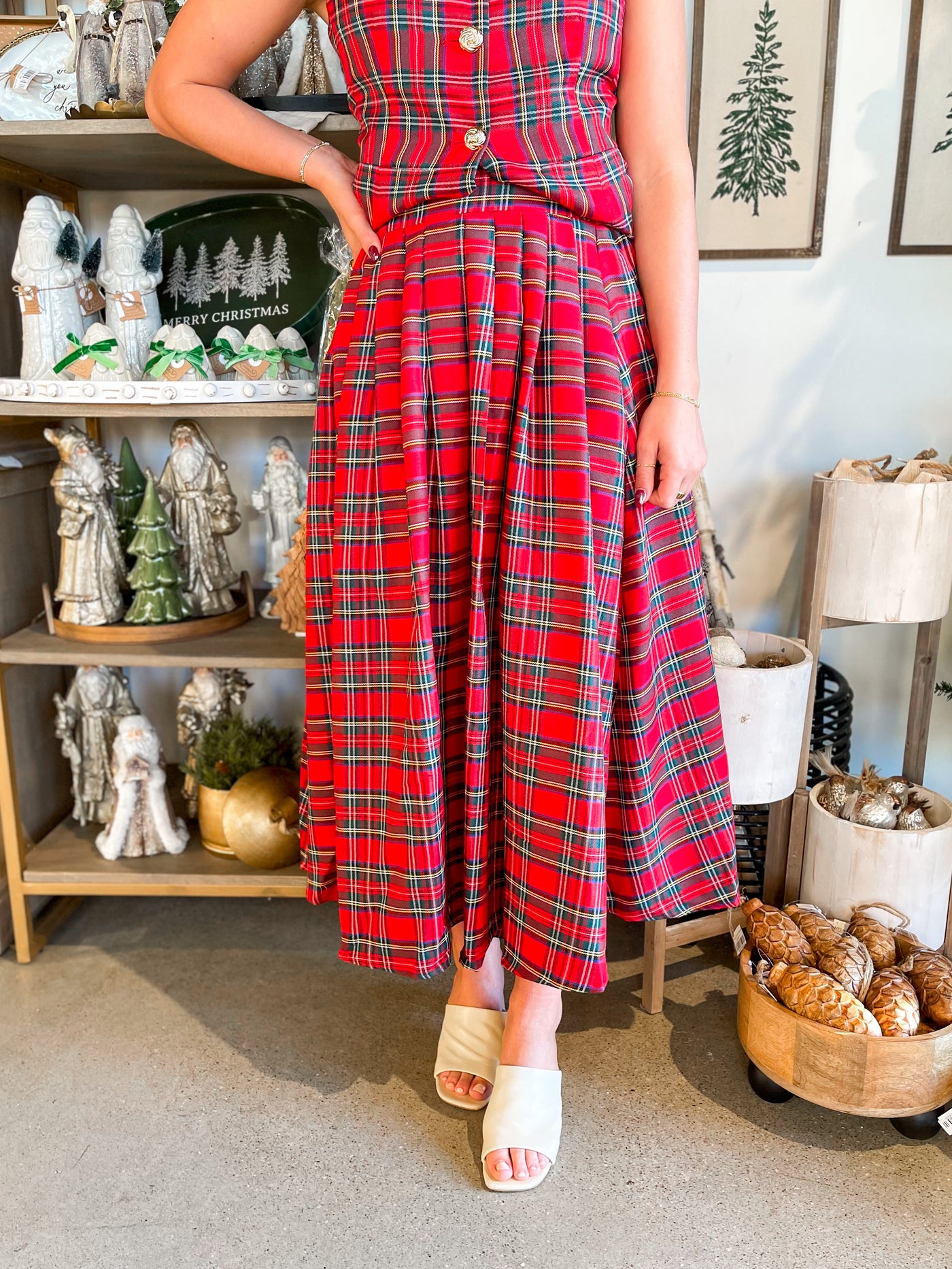 Entro Red Plaid Skirt