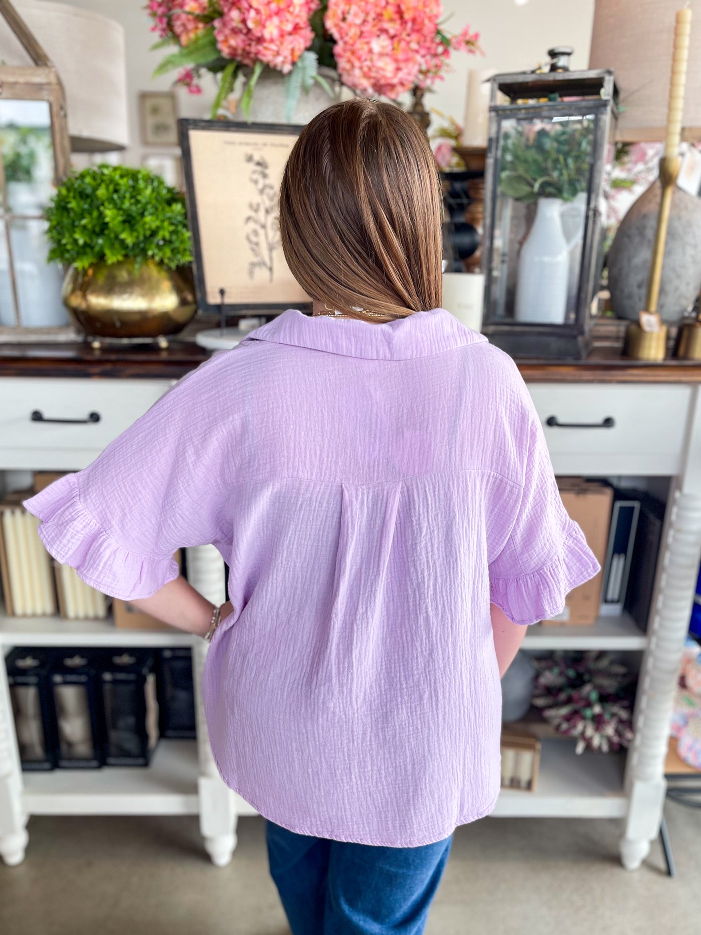 Lilac Gauze Pierce Top