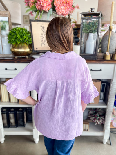 Lilac Gauze Pierce Top