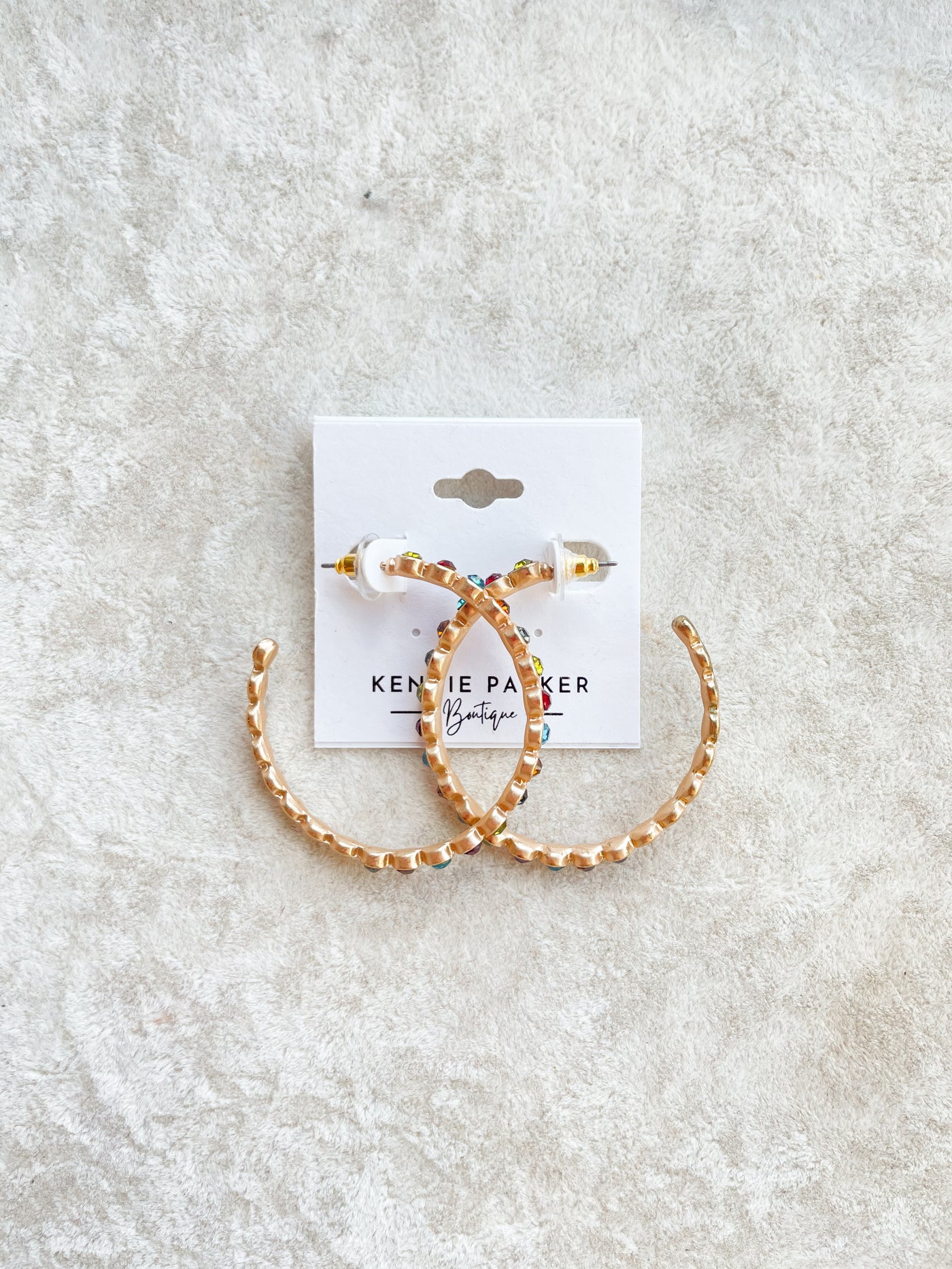 Archer Bead Pave Open Hoops