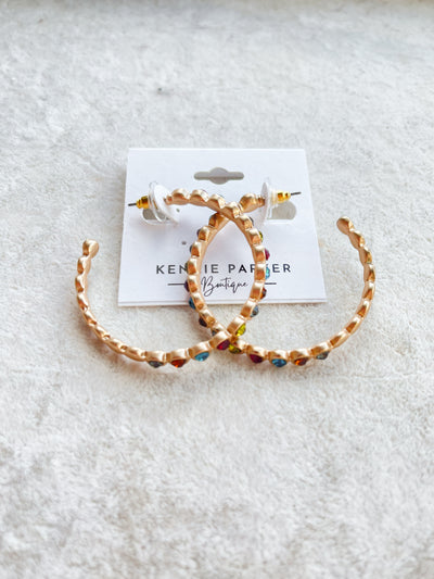 Archer Bead Pave Open Hoops
