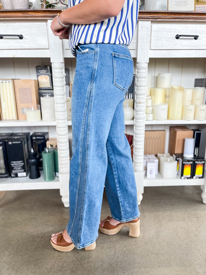 JBD Medium Wash Seamed Wide Leg Jean – Kenzie Parker