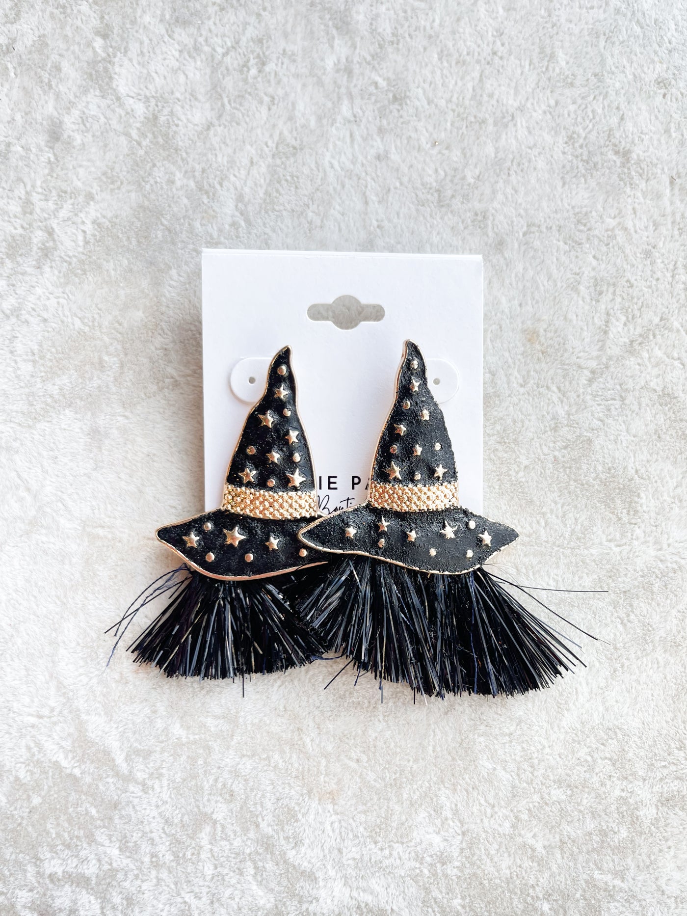 Glitter Witch Hat & Tassel Earrings