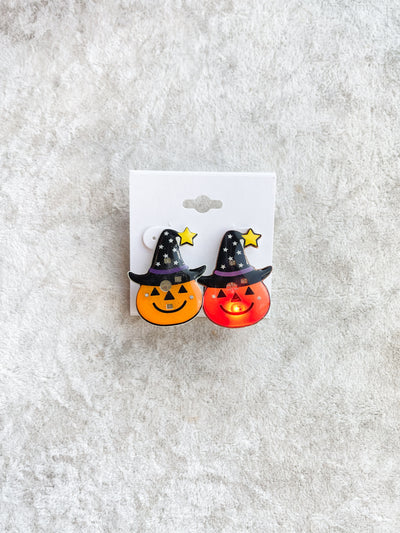 Halloween Pumpkin Light Up Earrings