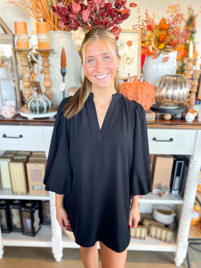 CC Black Balloon Sleeve Dress