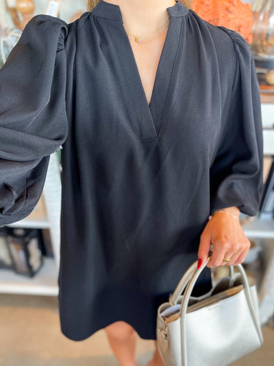 CC Black Balloon Sleeve Dress
