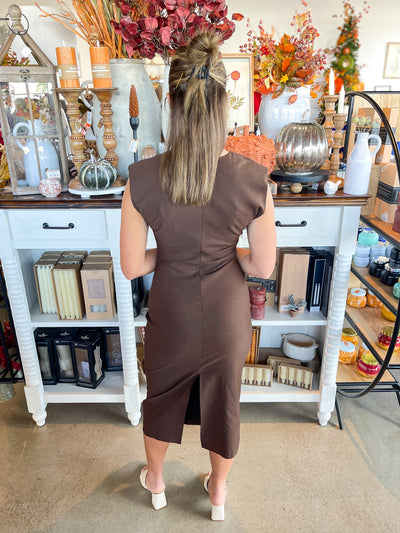 Brown Glam Midi Dress