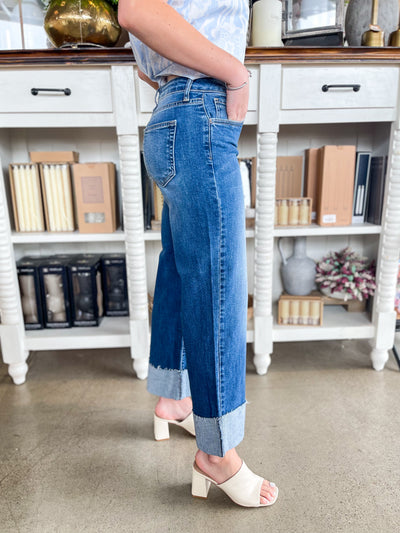 Just Black Denim Scissor Cuffed Slim Wide Denim