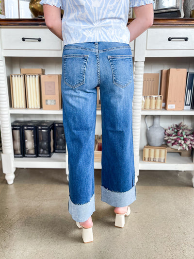 Just Black Denim Scissor Cuffed Slim Wide Denim