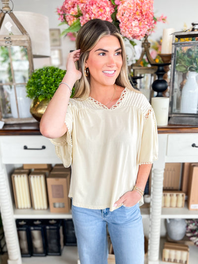 Easel Oatmeal Cassie Top