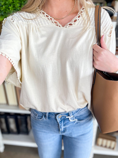 Easel Oatmeal Cassie Top