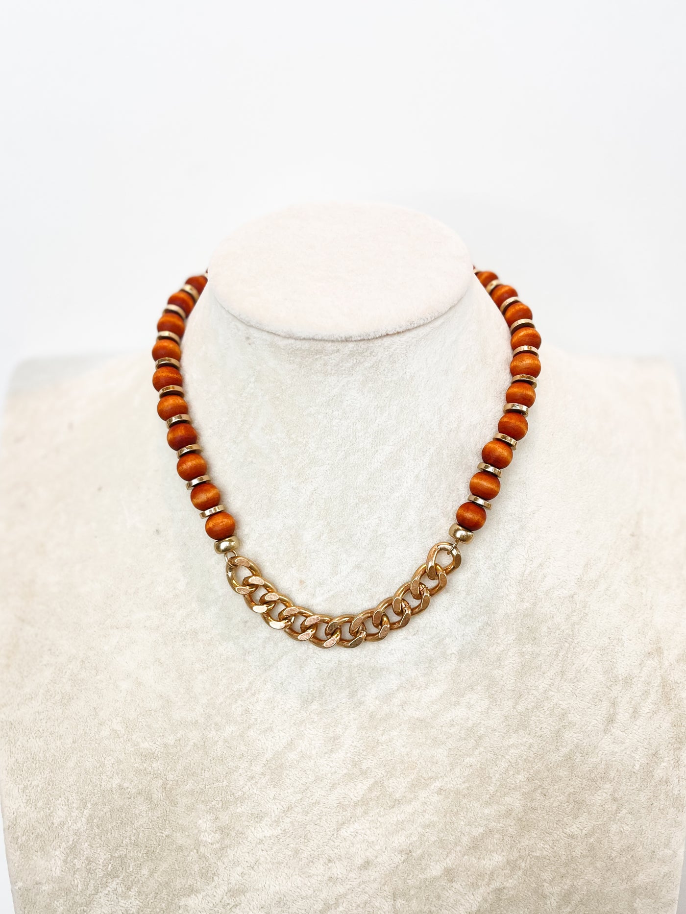 Lucas Wood Ball & Metal Necklace