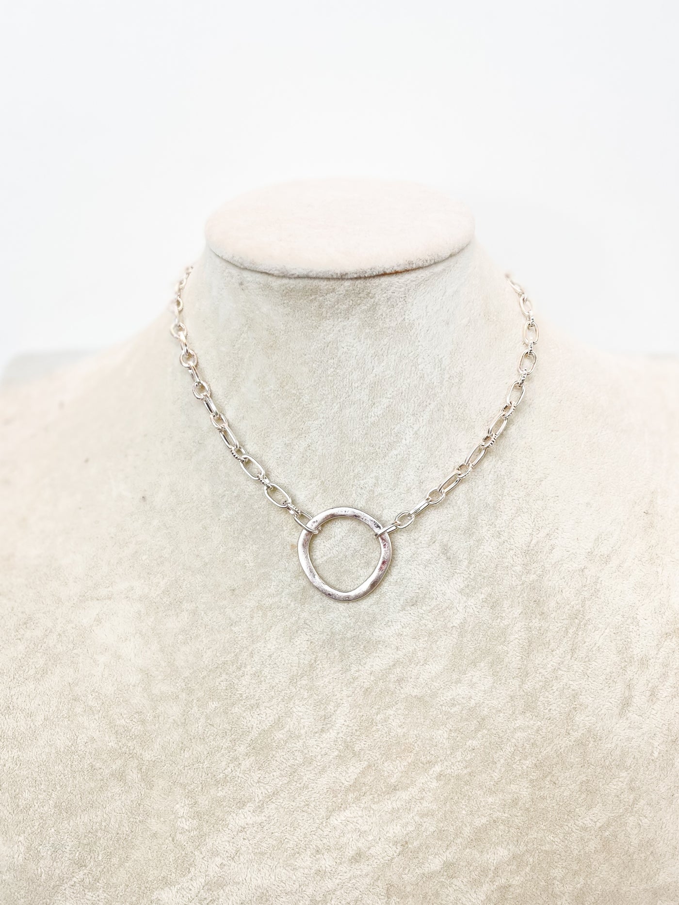 Benjamin Silver Circle Pendant Necklace