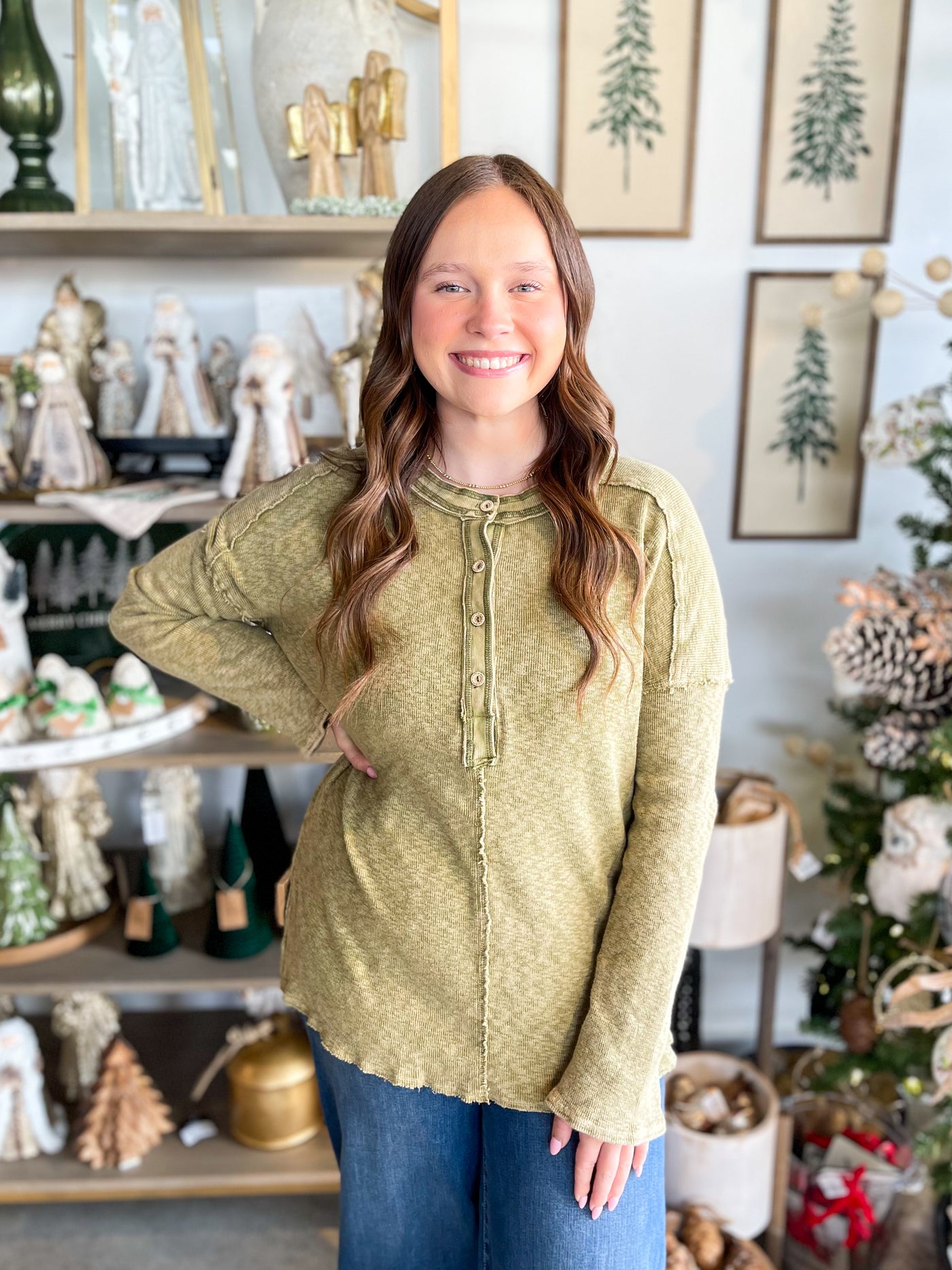 Mineral Wash Avocado Zoie Top