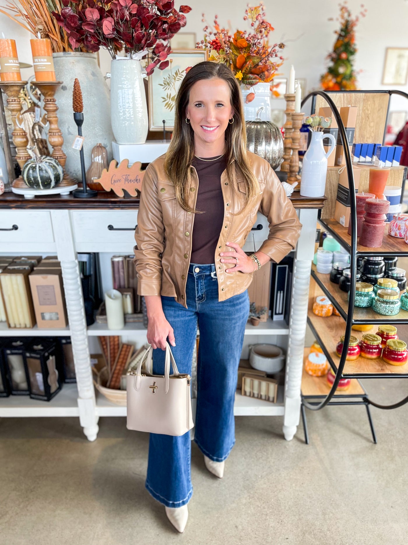 Camel Faux Leather Jacket