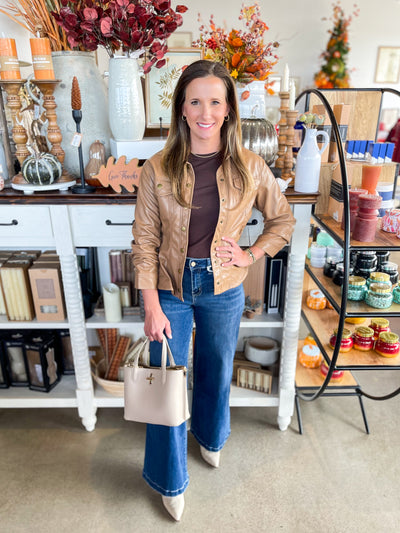 Camel Faux Leather Jacket