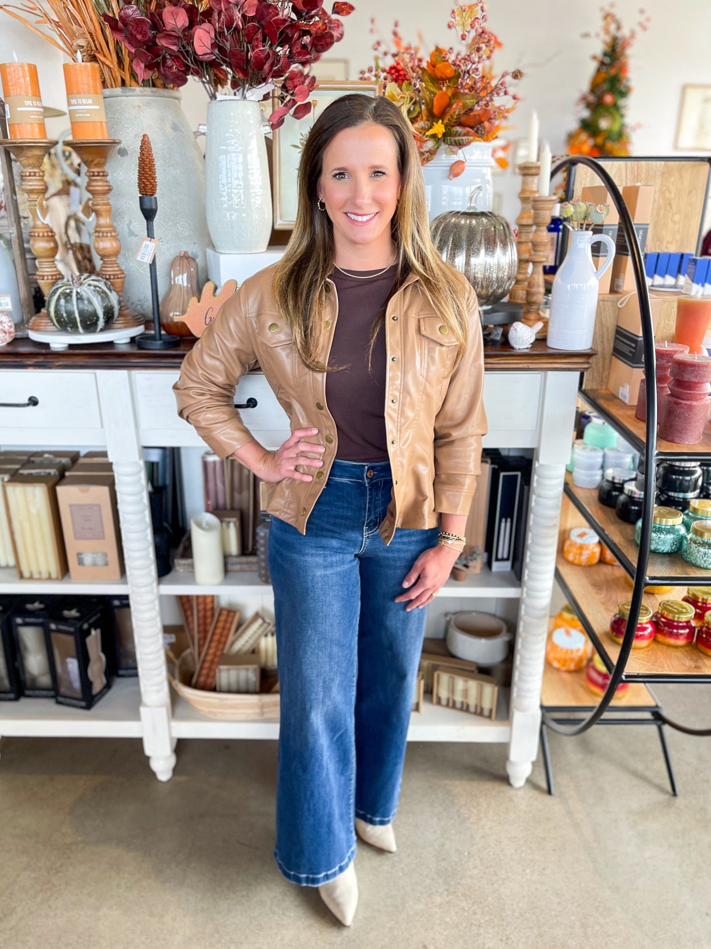 Camel Faux Leather Jacket