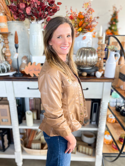 Camel Faux Leather Jacket
