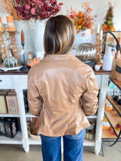 Camel Faux Leather Jacket