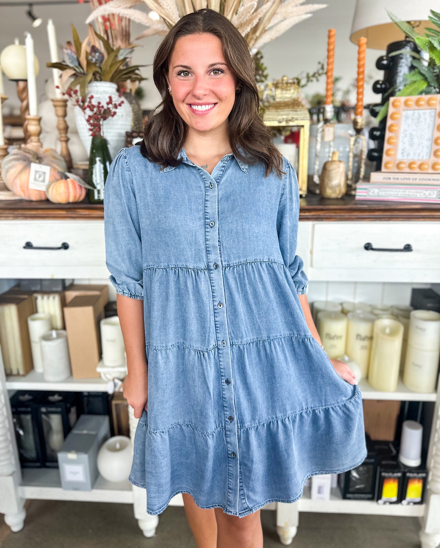 CC Soft Denim Tier Dress L