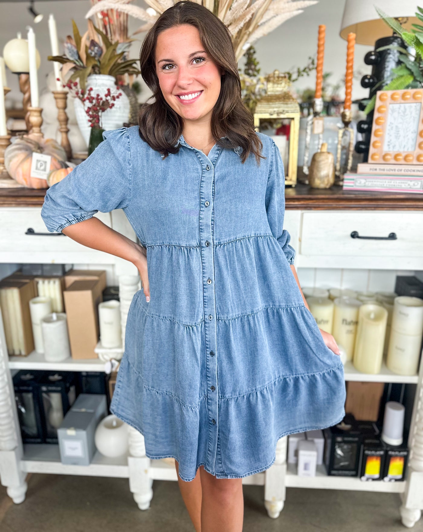CC Soft Denim Tier Dress L