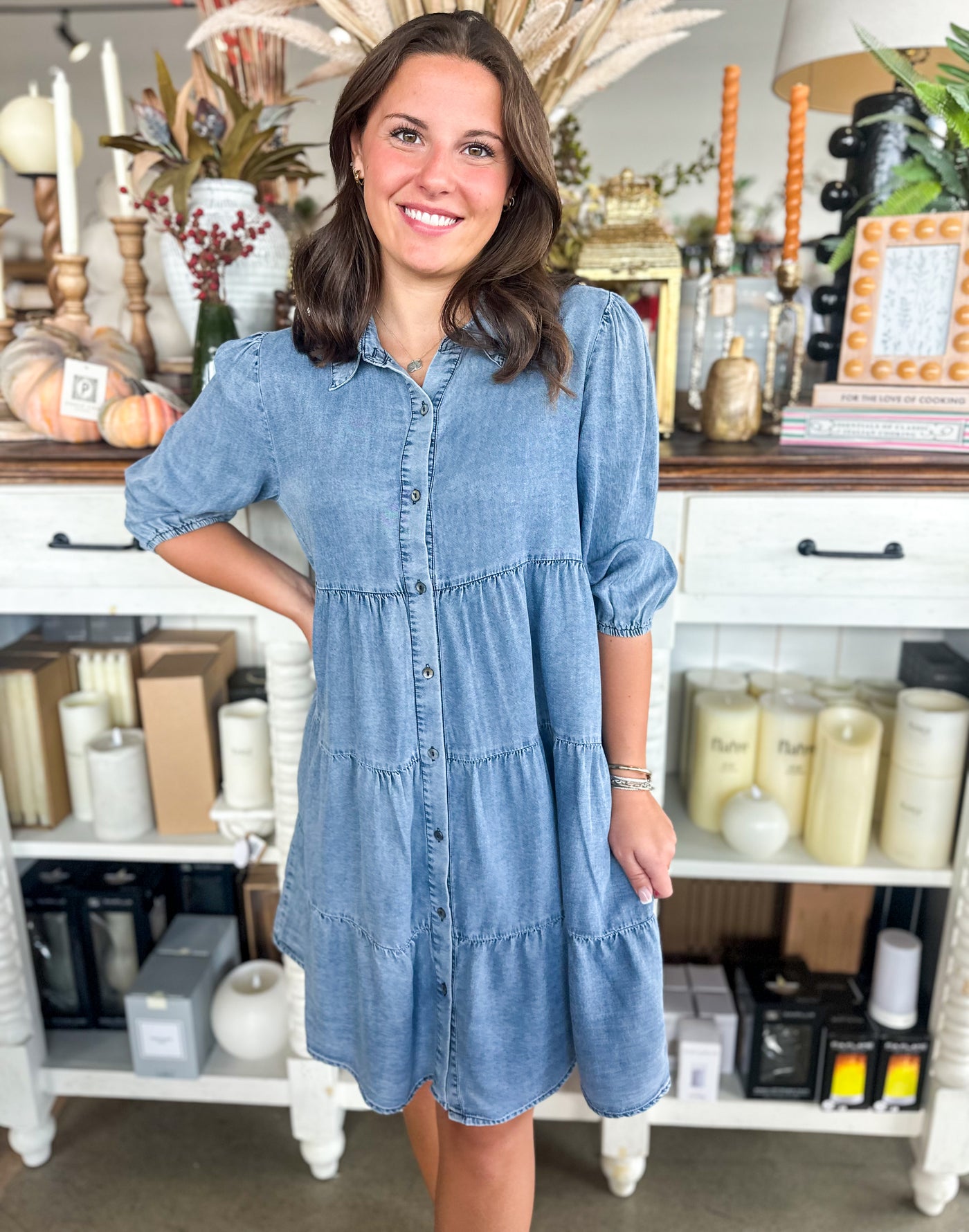 CC Soft Denim Tier Dress L