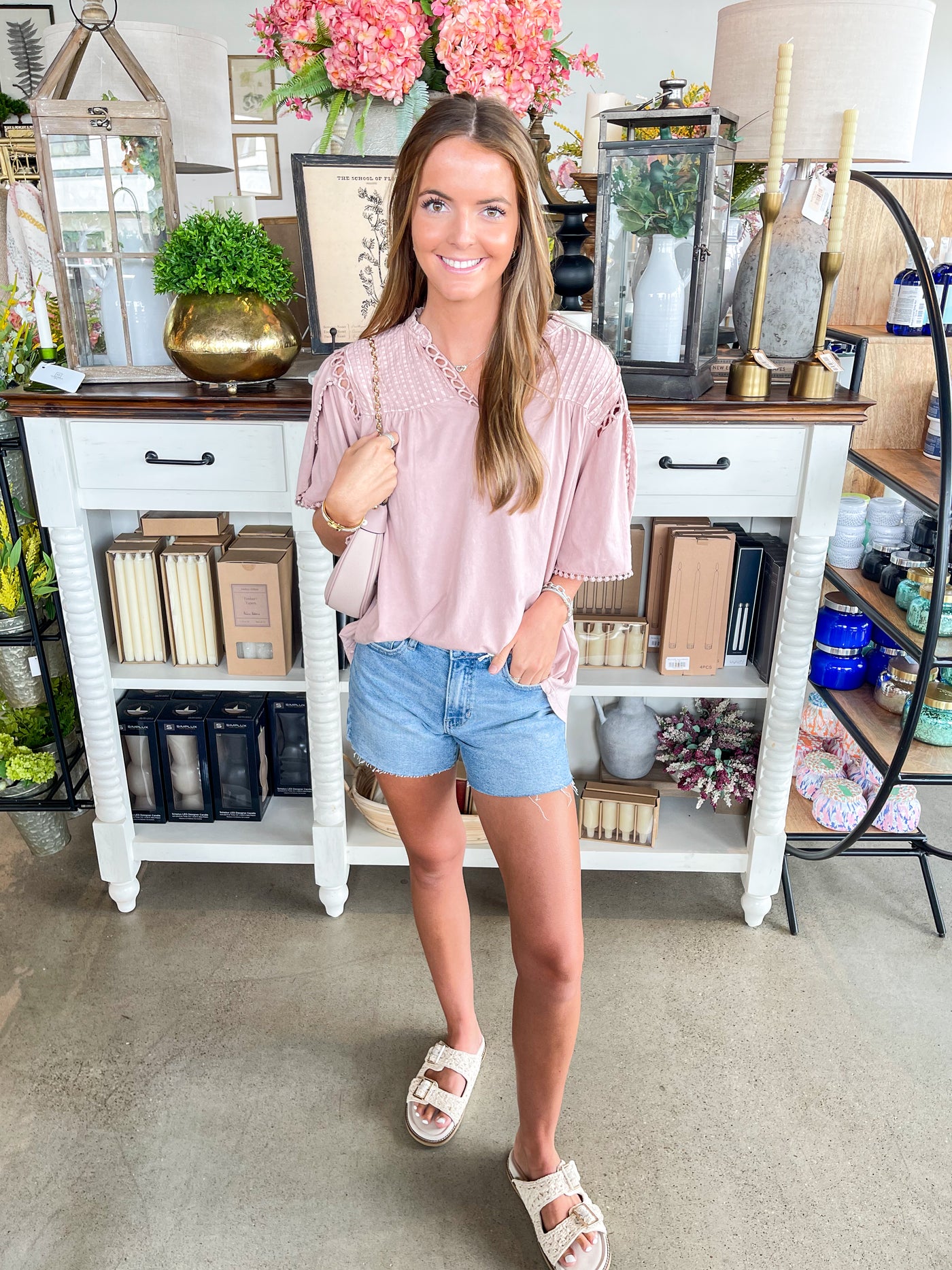 Easel Dusty Mauve Cassie Top