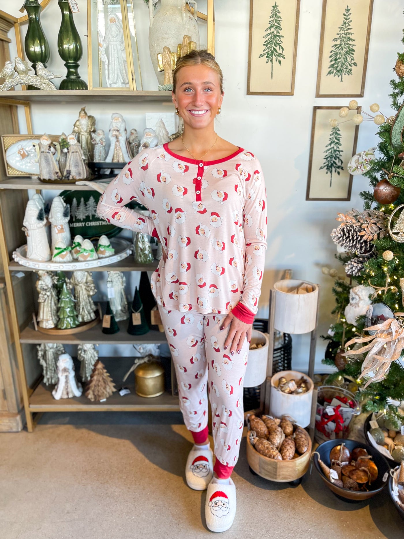 Jane Marie Pink Santa Jammie Set