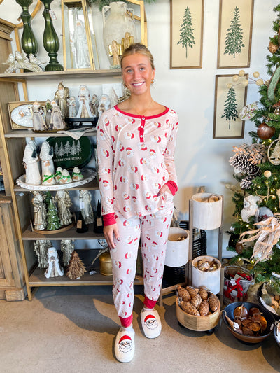Jane Marie Pink Santa Jammie Set