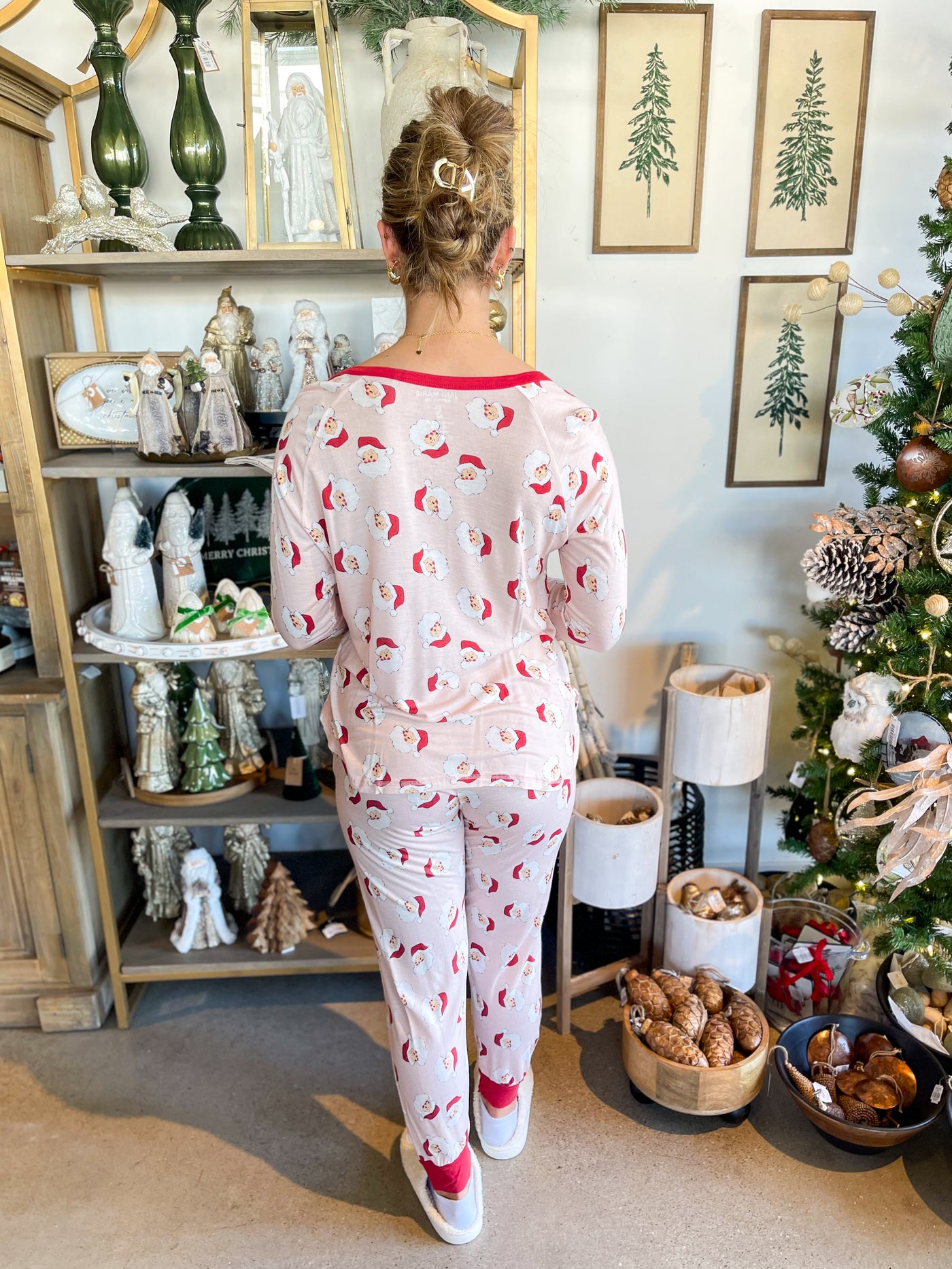 Jane Marie Pink Santa Jammie Set