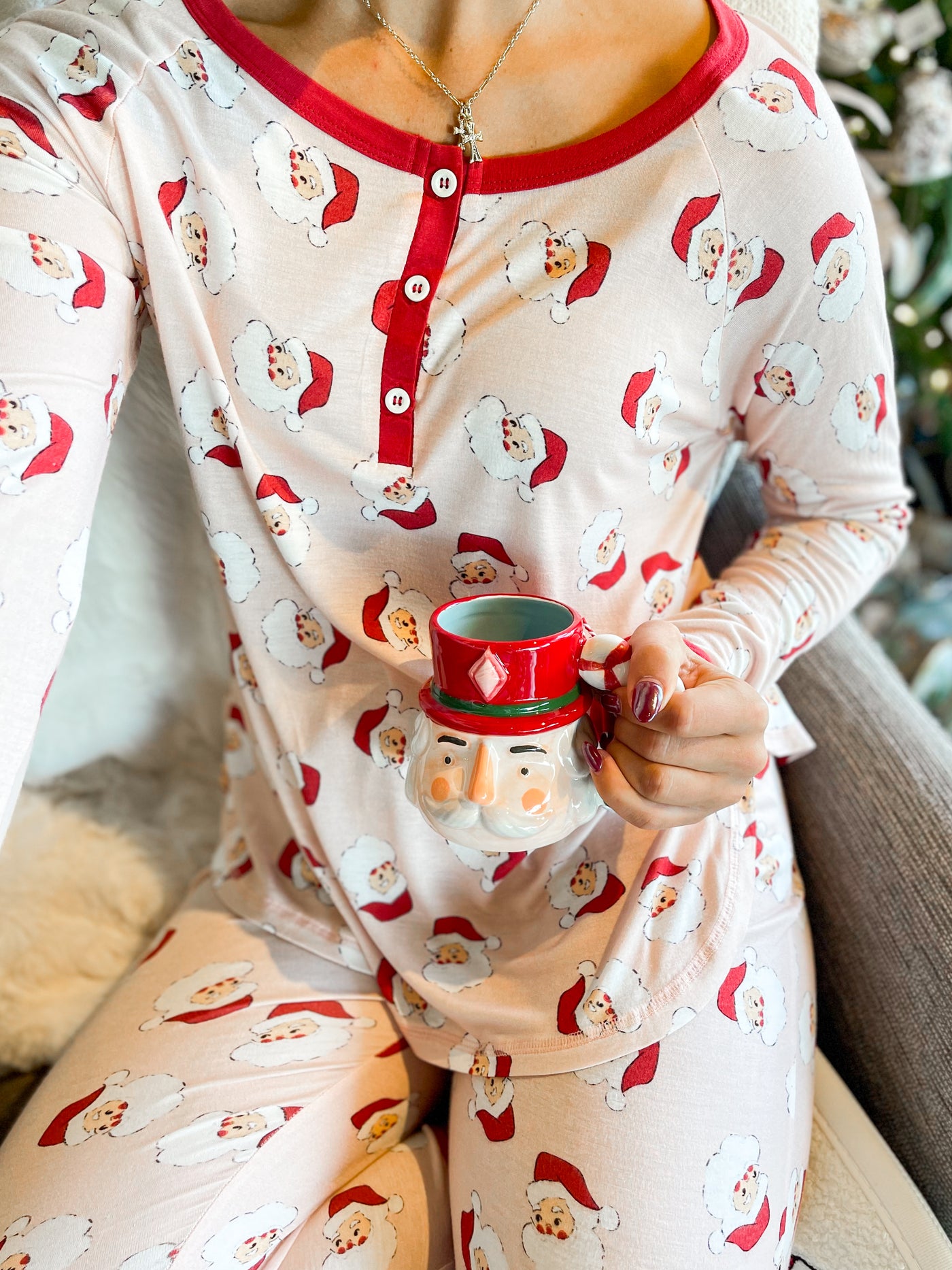 Jane Marie Pink Santa Jammie Set