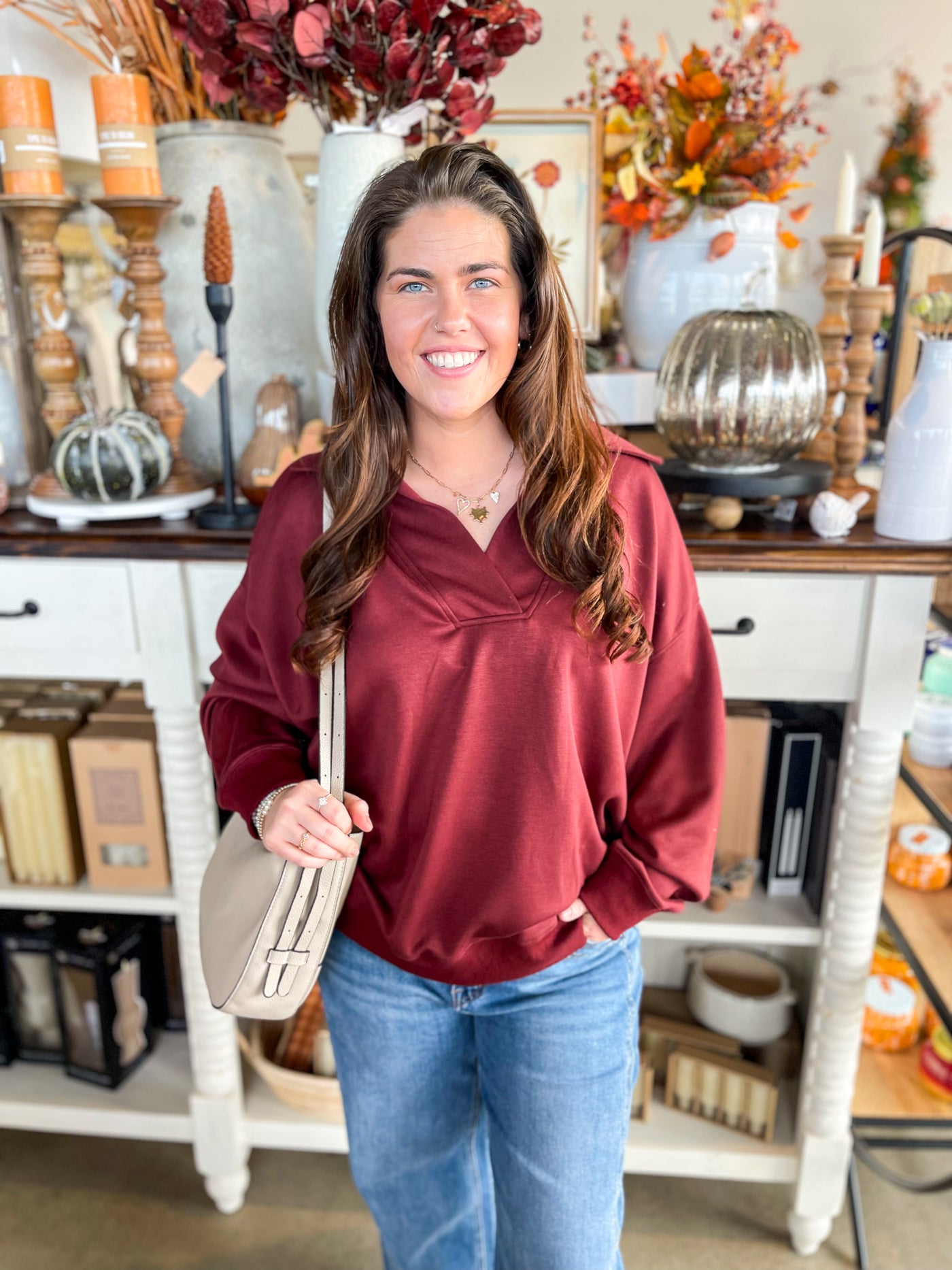Umgee Mahogany Willow Pullover