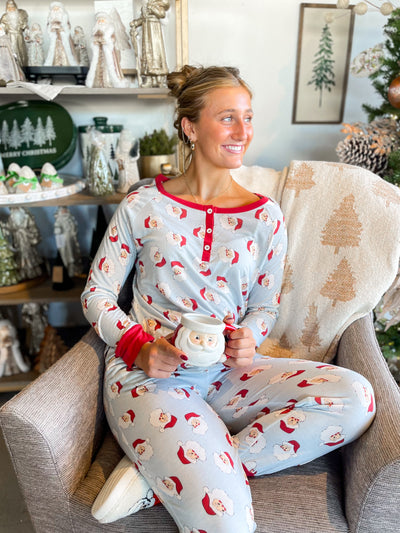 Jane Marie Blue Santa Jammie Set