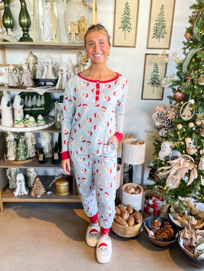 Jane Marie Blue Santa Jammie Set