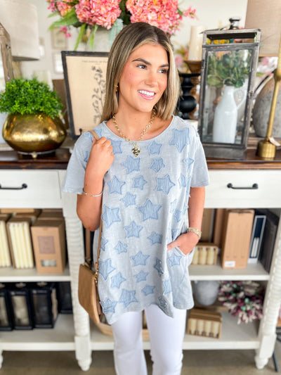 Dusty Sky Star Patch Top