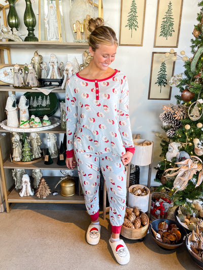 Jane Marie Blue Santa Jammie Set
