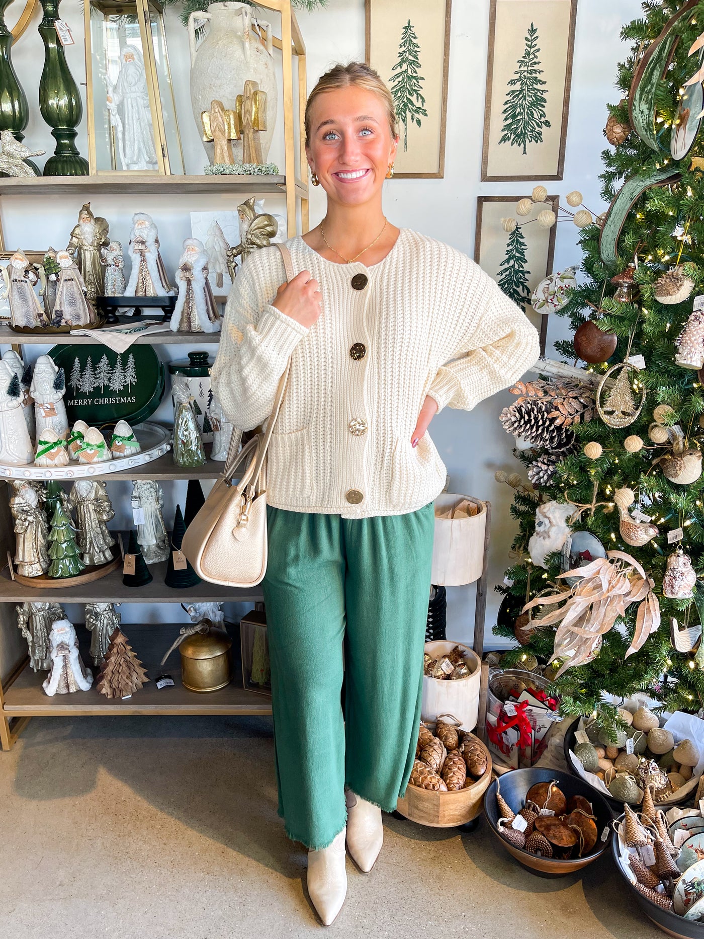 Umgee Palm Green Wide Leg Pants