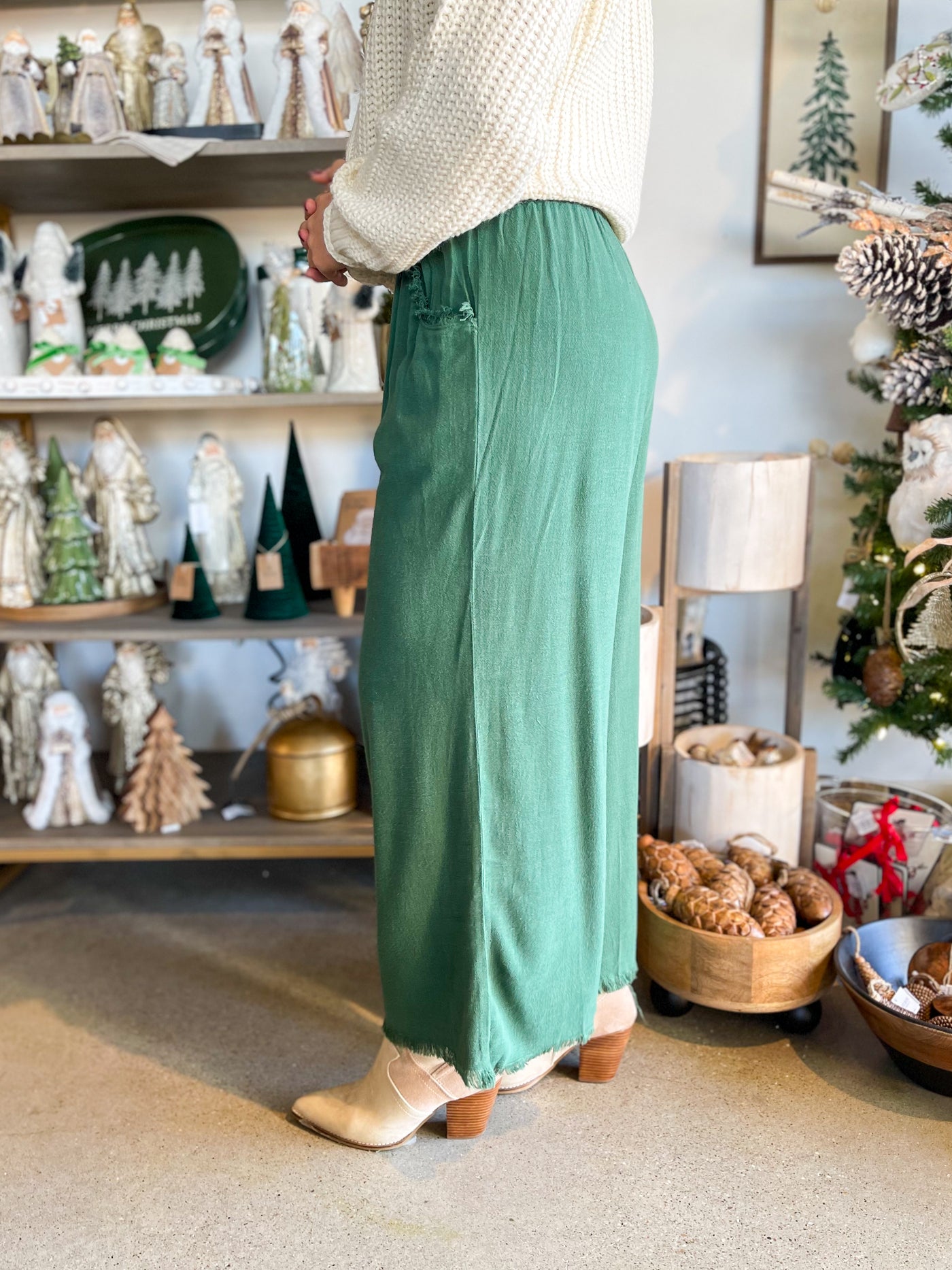 Umgee Palm Green Wide Leg Pants