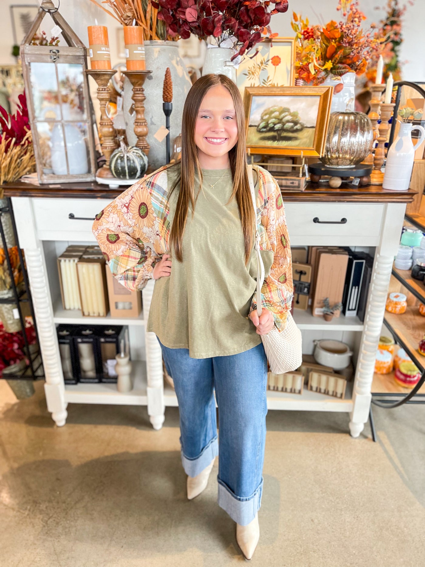Easel Long Sleeve Olive Xoe Top