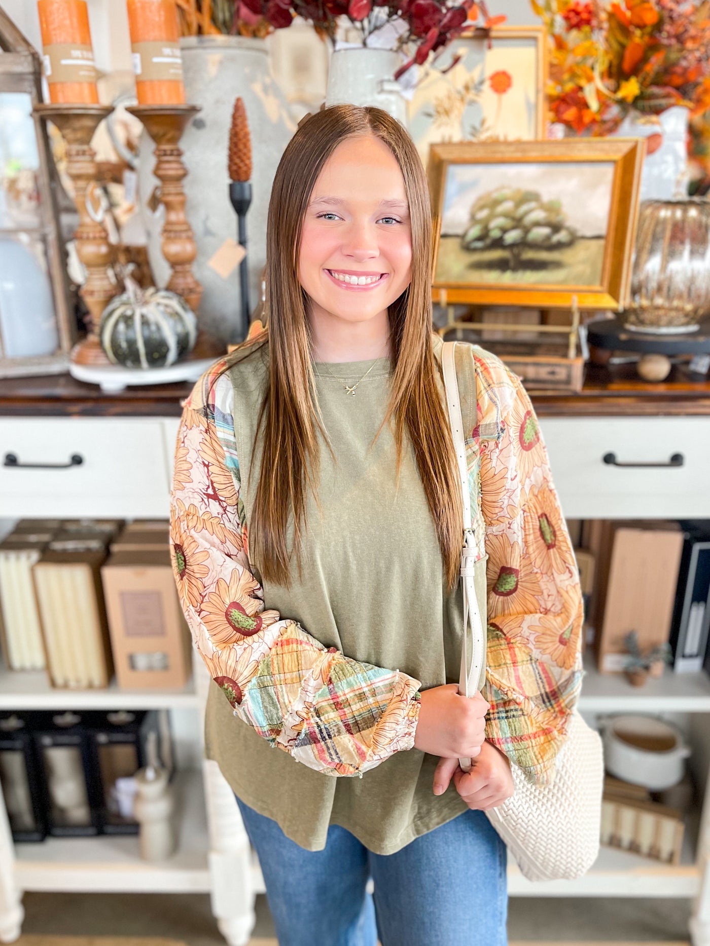 Easel Long Sleeve Olive Xoe Top