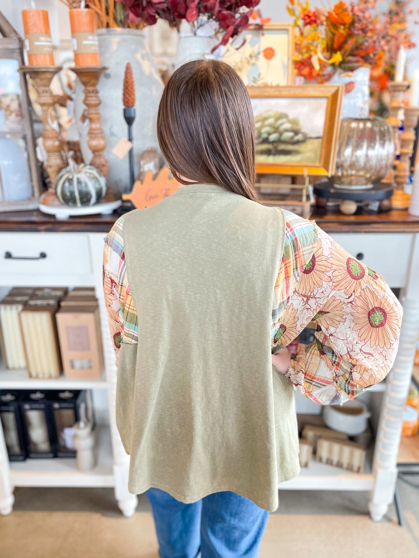 Easel Long Sleeve Olive Xoe Top