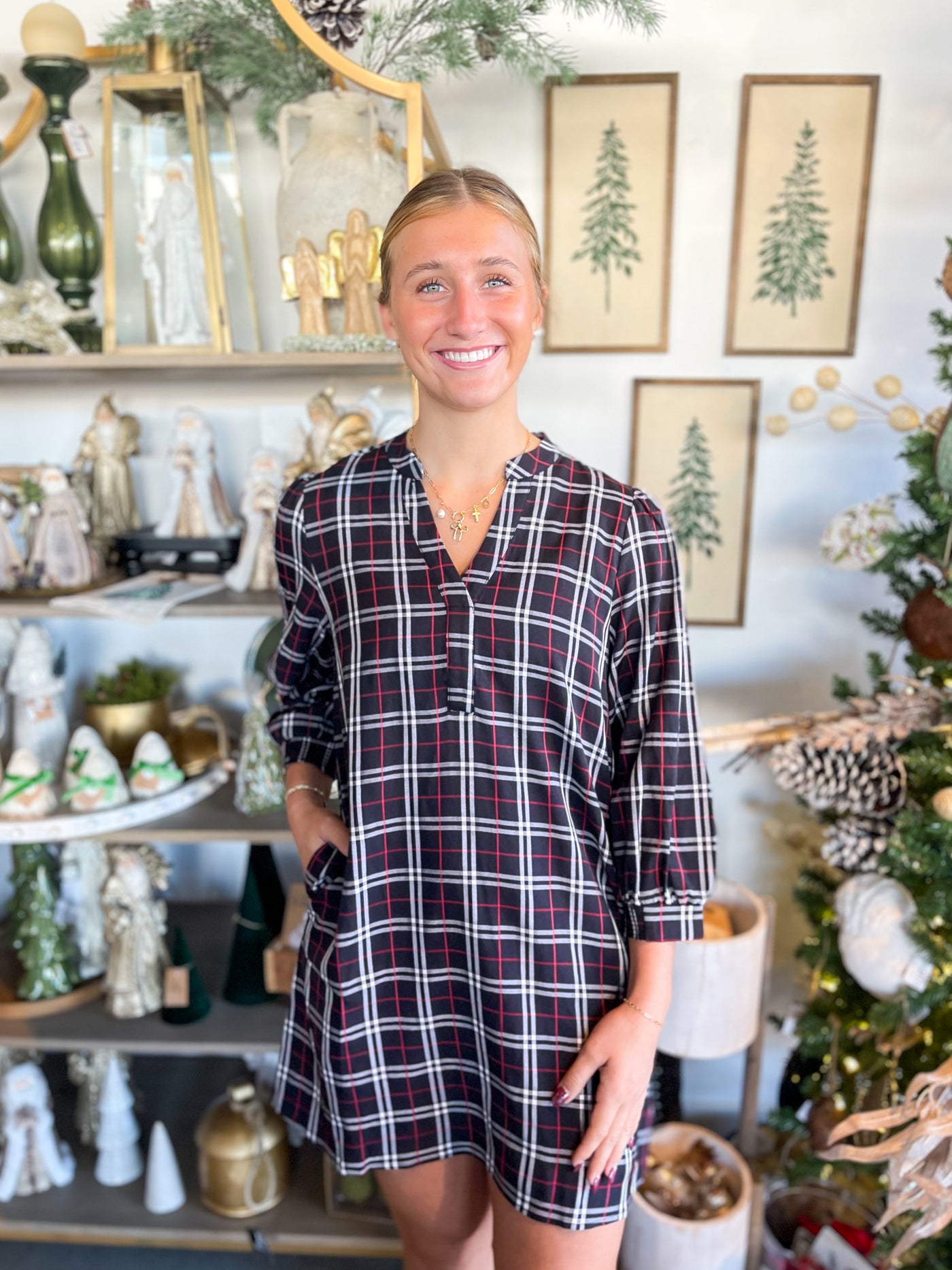 Jodifl Black Plaid Courtney Dress