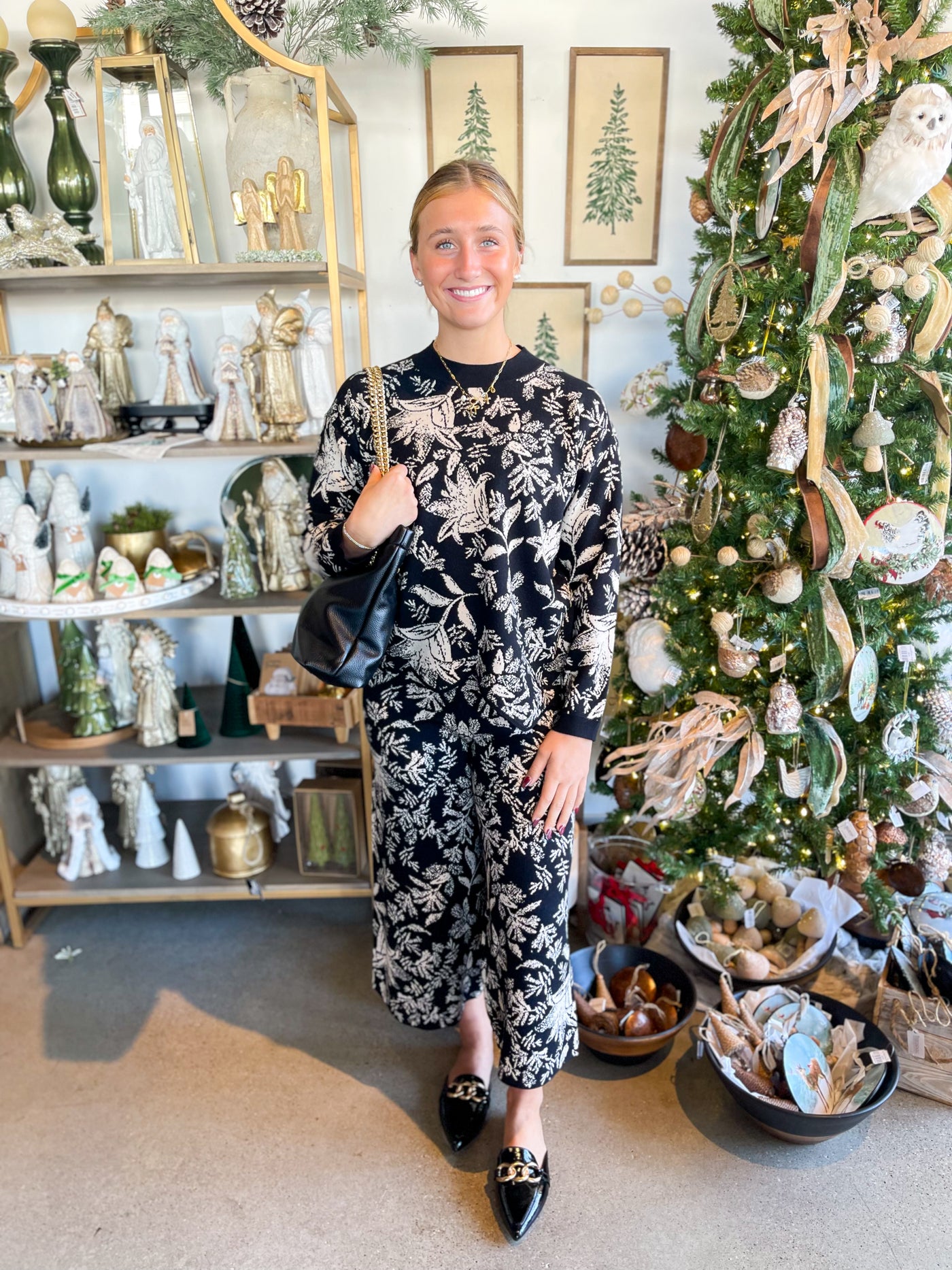 Black Jaquard Sweater Set