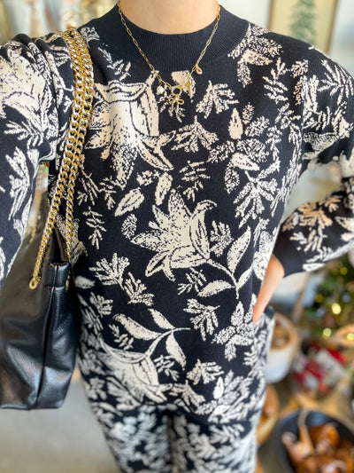 Black Jaquard Sweater Set