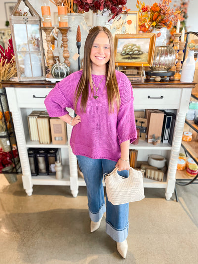 Easel Orchid Half Sleeve Gracie Sweater