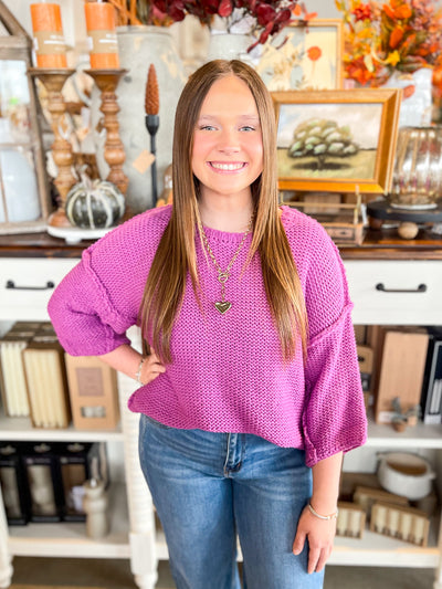 Easel Orchid Half Sleeve Gracie Sweater